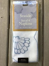 Bed Bath Beyond Seaside Set of 4 Shell Embroidered Napkins New in Package 