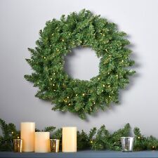 24-Inch Norway Spruce Pre-Lit Warm White LED Artificial Christmas Wreath