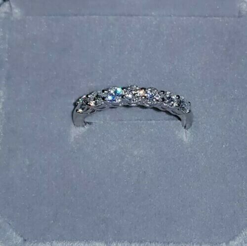 Anello Eternity In Moissanite Placcato Oro Bianco 14K In Argento Sterling 925 - Bild 8 von 11