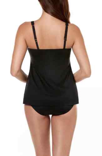 Top de baño tankini Miraclesuit NEGRO Surplice con alambre, EE. UU. 38DDD, Reino Unido 38E - Imagen 2 de 2