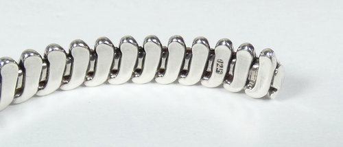 Sterling Silver Ribbed Geometric Vertebrae Adjustable Open Cuff Bangle Bracelet - Picture 6 of 9