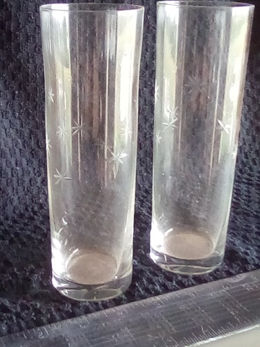 Mid Century Etched Atomic Starburst Bar ware Glasses Set of 9 Vintage - Picture 13 of 14