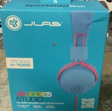 ⚡️JBuddies Studio Wired Over Ear Headphones with Mic - Blue/Pink🆕Distressed Box