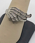 Silver Plated Cubic Zirconia Pave Angel Wing Ring Band