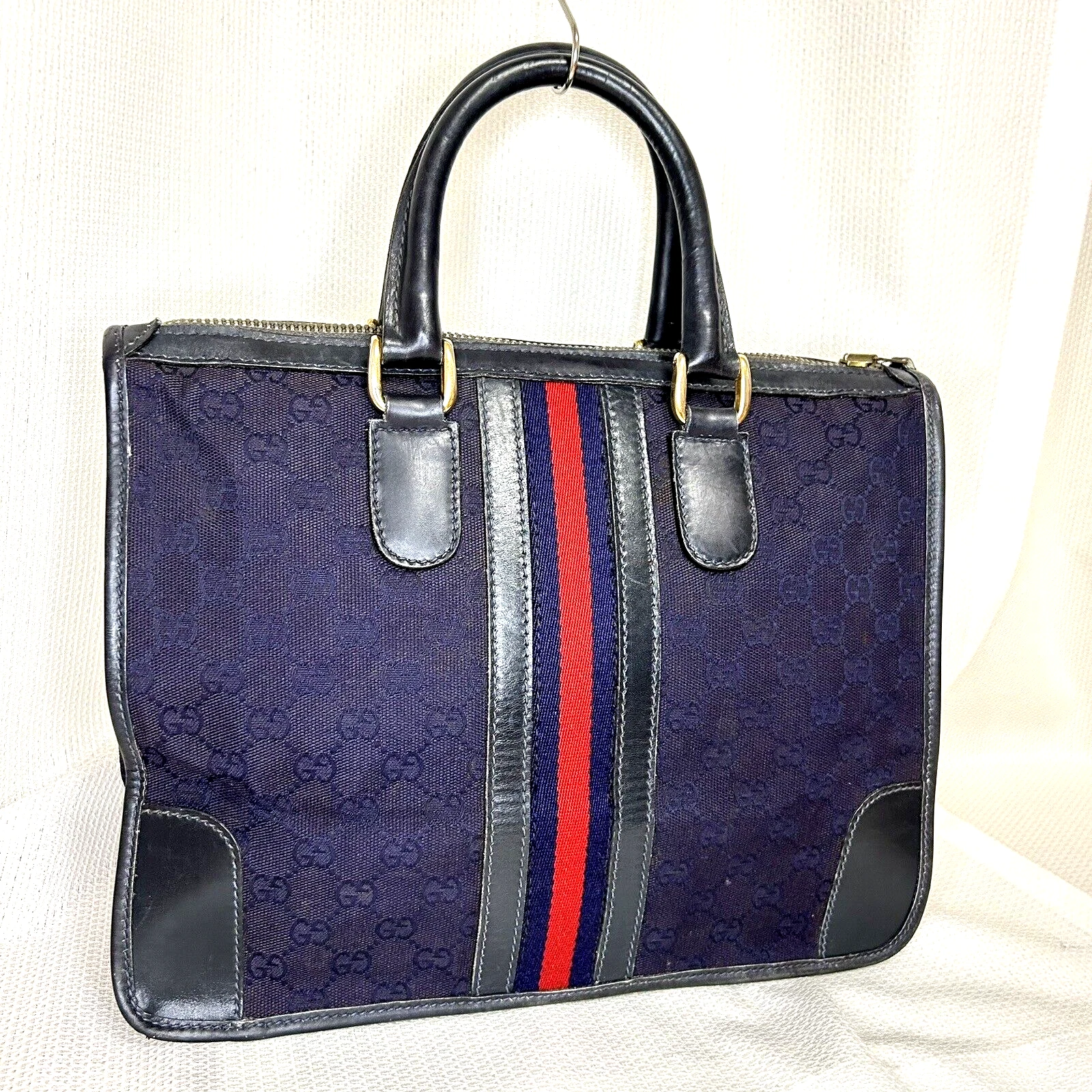 *Très rare !*Sac en cuir toile vintage Gucci Sherry Line GG du Japon