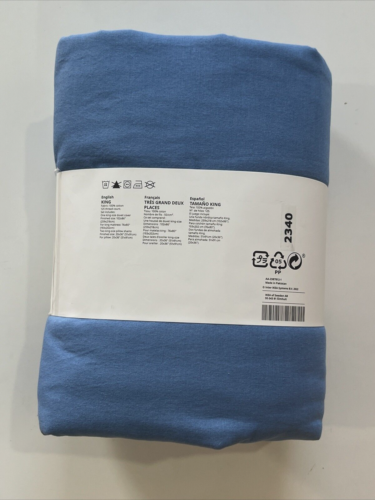 Ikea ANGSLILJA King Duvet Cover with 2 Pillowcases Bed Set Blue Cotton New - Picture 5 of 7