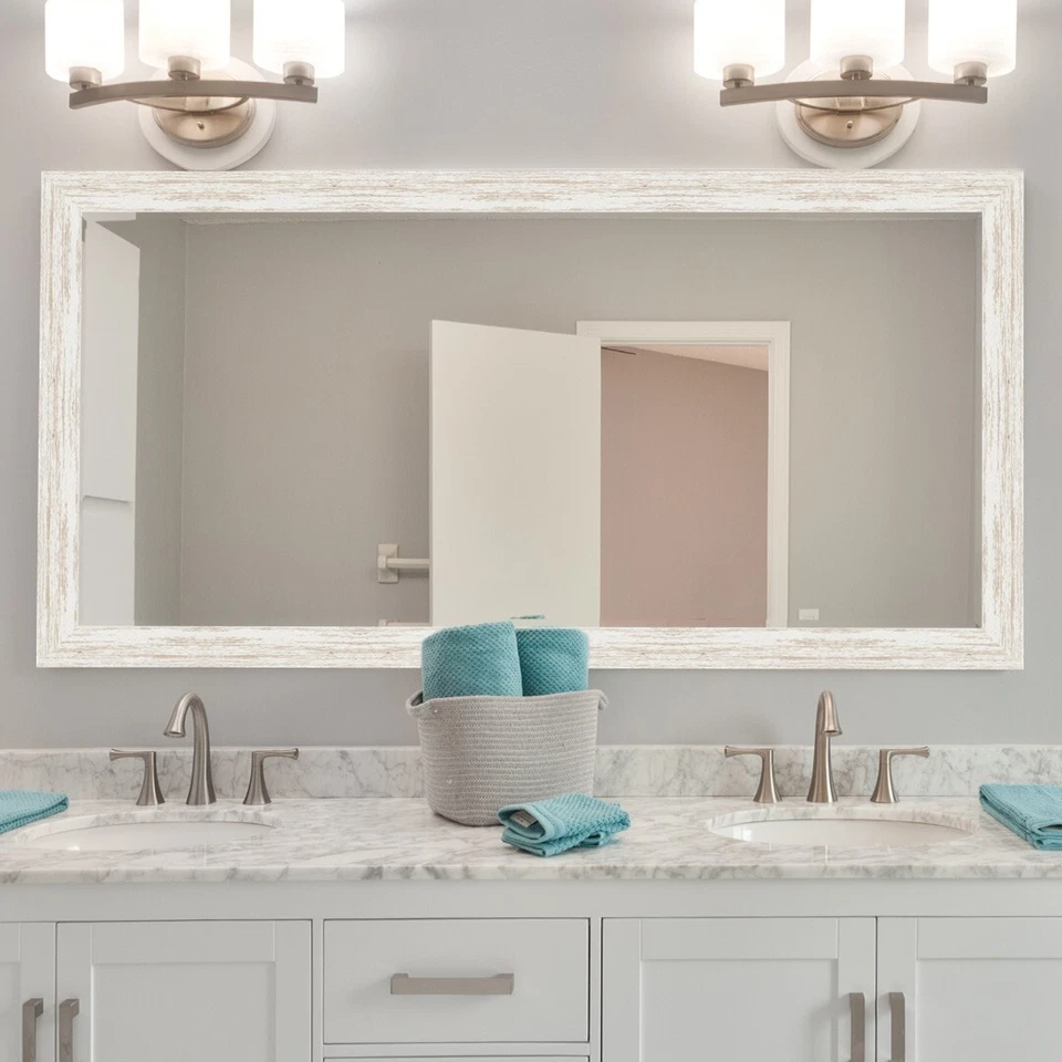 Espejo y Marco Hecho a Mano Clarionis Espejo de Pared Rectangular Acabado Blanco Bambú Foto 4 de 4