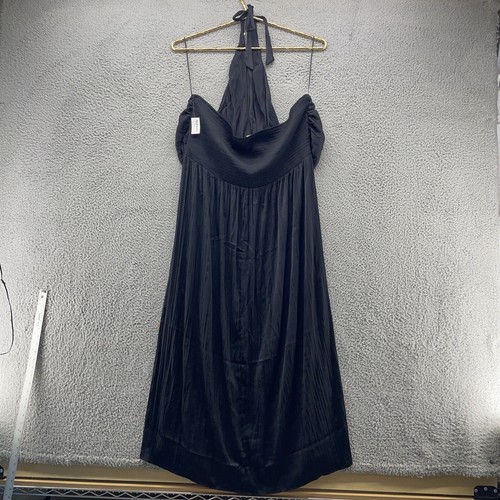 Old Navy Women Dress 4X Plus Black Stain Fit Flare Wrap Neck Maxi Dress - Picture 10 of 17