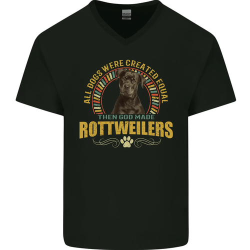 A Rottweiler Dog Mens V-Neck Cotton T-Shirt - Picture 9 of 39