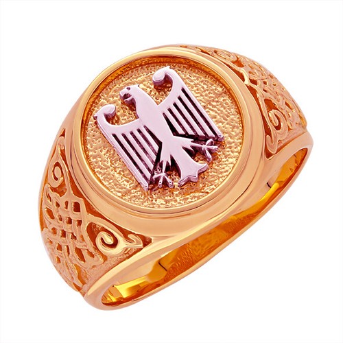 Herrenring aus Gold Siegelring mit Deutschem Adler Goldring Ring Handarbeit - 第 13/16 張圖片