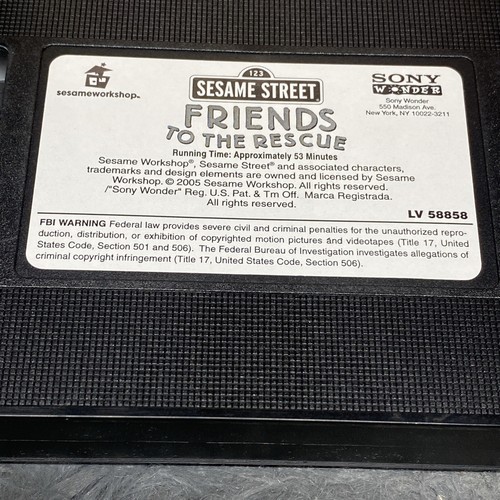 Sesame Street Friends To The Rescue VHS Tape 2005 Big Bird Elmo Cartoon Rare - Picture 8 of 8