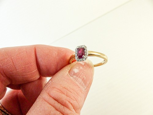 9ct Gold Ruby Diamond Ring Cluster NEW Hallmarked Size M 1/2 with gift box - Picture 14 of 14