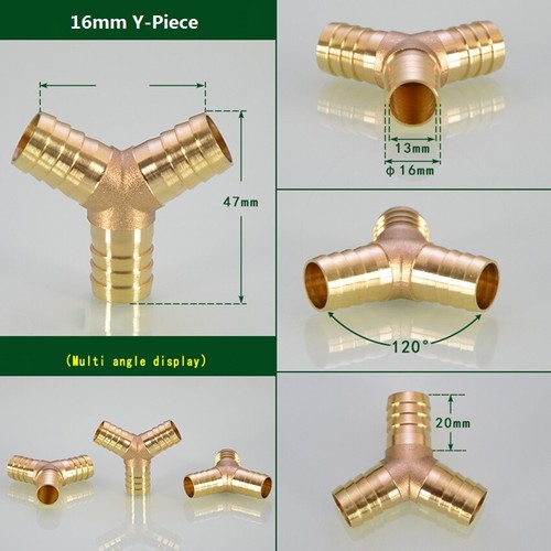 Brass Barbed Hose Joiner Splitter Connector Air Fuel Water Gas Pipe Tubing6-19mm - Picture 19 of 30