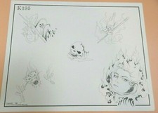 Vintage 1984 RARE Spaulding  Rogers Tattoo Flash Sheet K195 Skulls Dice Woman