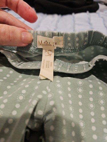 Matilda Jane Vintage Green Striped Polka Dot Ruffle Pants Size 6 - Picture 4 of 6