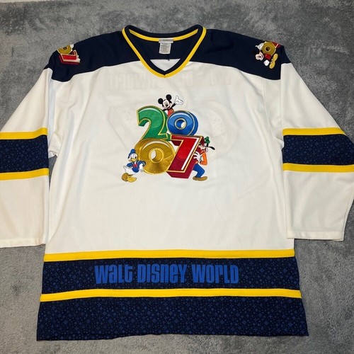 VTG Y2K 2007 Walt Disney World Hockey Jersey Adult 2XL Mickey Donald Duck Goofy