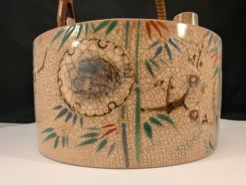 Antique Japanese Kyoto Ko-Kiyomizu Ceramic Sake Ewer Pine Bamboo Plum Snowflakes - Picture 18 of 24