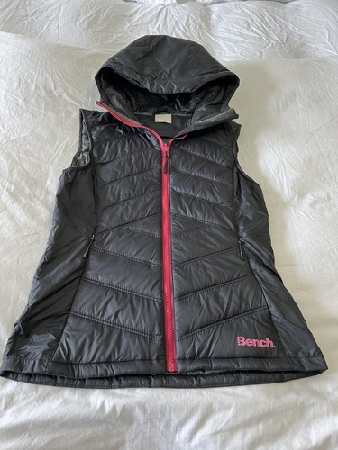 Bench Womens Hooded Puffer Vest | Size Small | Black Insulated Casual - Picture 1 of 8