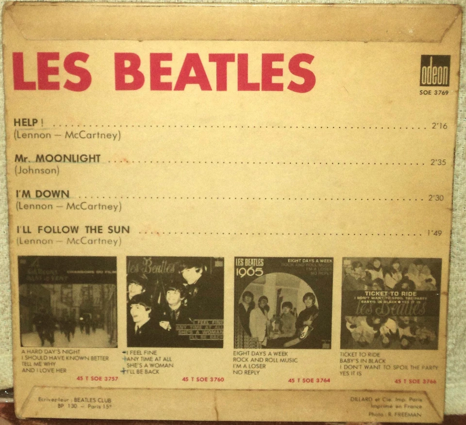 BEATLES "Help" 1960's FRENCH ONLY 4 song Ep w/ps LENNON McCARTNEY STARR HARRISON - Image 3 of 3
