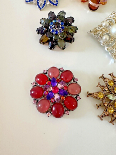 Monet Brooch Mixed Lot Starburst Blue Pink Green Orange Faux Pearl Yellow 7 pc - Picture 4 of 13
