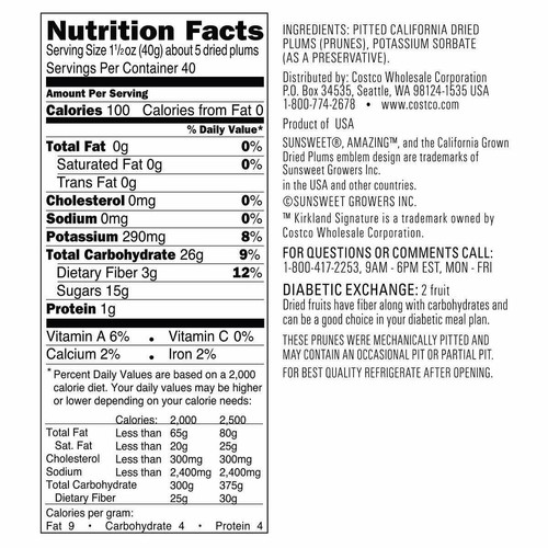 Kirkland Signature Expect More Sunsweet Whole Dried Plums, 3.5 lbs - Picture 2 of 2