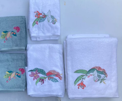 Parfum Yves Delorme 7pc Luxury Towel Set Egyptian Organic Cotton Bahama/Eaux - Picture 16 of 21