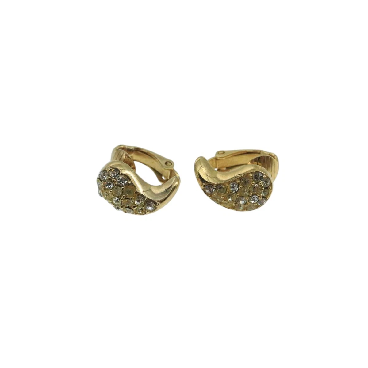 Bijou boucle d'oreille Dior métal doré authentique