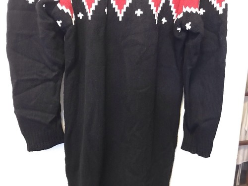 Ralph Lauren Sweater Dress, Womens’ XL. Black W/ Red & White Design Cotton Blend - Picture 7 of 12