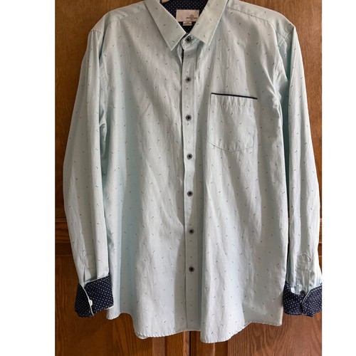 Craft + Flow Button Down Shirt Dobby Print Long Sleeve Casual Light Blue L - Picture 11 of 11