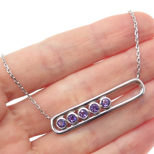 DSMK Sterlingsilber echter Amethyst beweglicher Anhänger Kabel Kette Halskette 18-20"