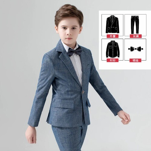 Boy Wedding Piano Performance Suit Blazer Jacket Pants Bowtie Formal Costume - Picture 18 of 19