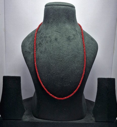Italy Red Coral Gemstone 3.5 mm 26 in String 92.5 Fine Silver Jewelry Necklaces - Picture 6 of 8