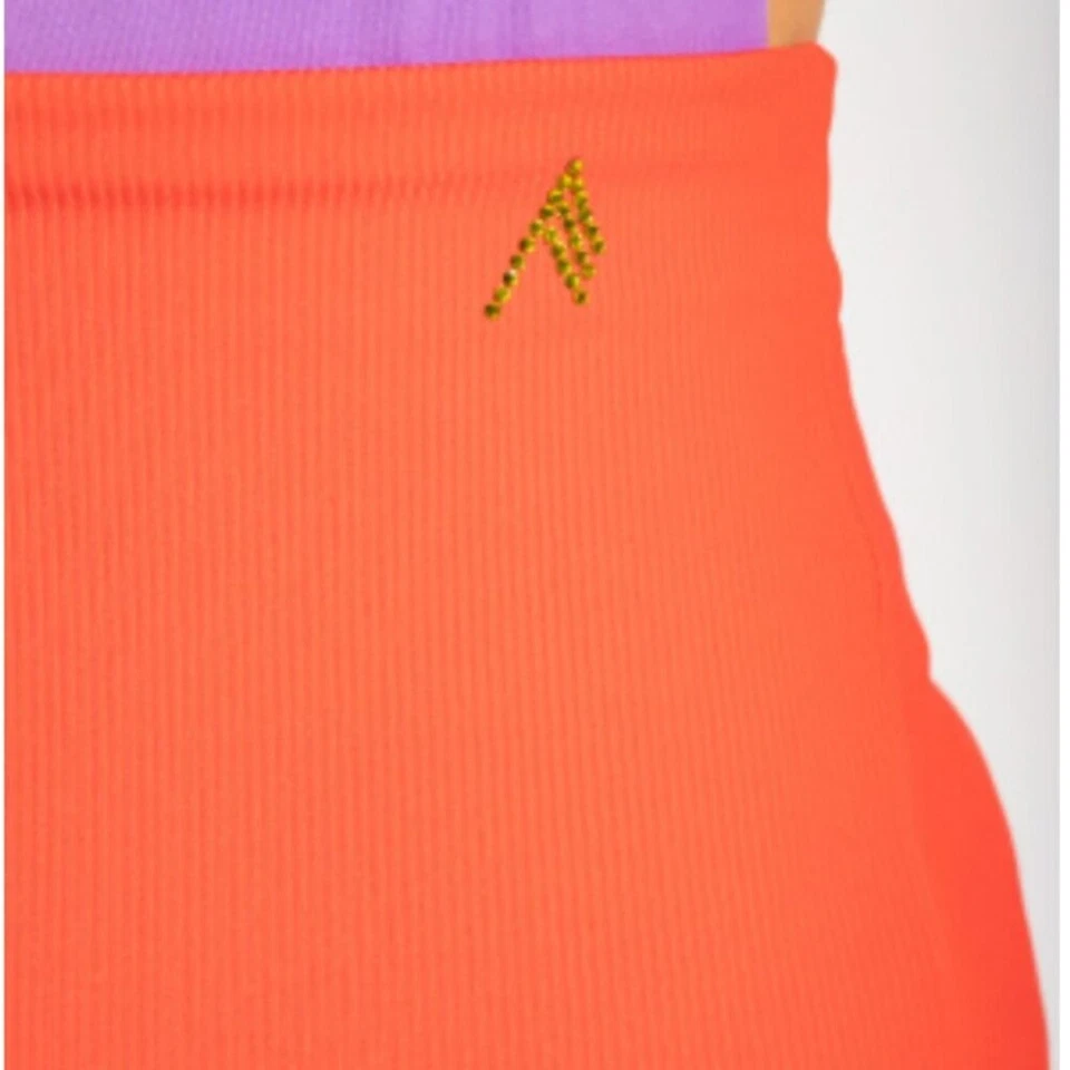 THE ATTICO Jersey Acanalado Elastizado Playa Encubrimiento Naranja Mini Falda Lápiz Talla XS Foto 4 de 4