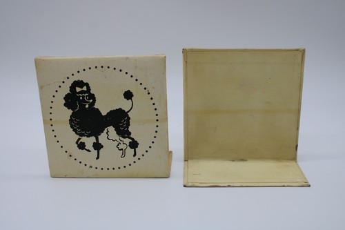 Paar Vintage ausgefallene Pudel Buchstützen beige/gelb & schwarz - Pudel mit Schleifen - 5" - Bild 4 von 8