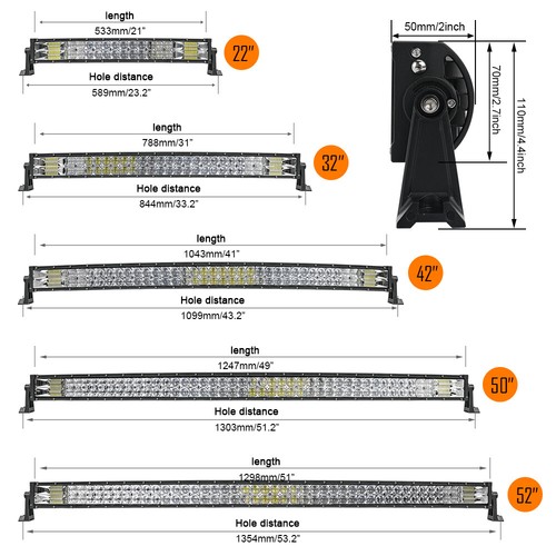 Barra de luz LED curva 22/32/42/50/52 punto inundación todoterreno camión de conducción 4x4 RZR 12V - Imagen 2 de 19