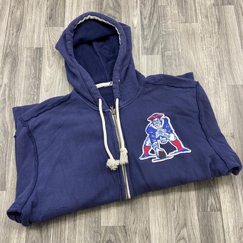 NEW ENGLAND PATRIOTS NFL Full Zip Up Blue Hooded Sweatshirt Hoodie Herren Gr. XL