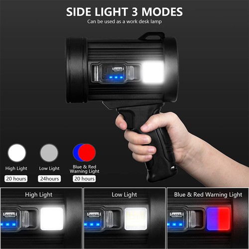 High Powered 1000000LM LED Flashlight Super Bright Torch Rechargeable Spotlight - Picture 6 of 10