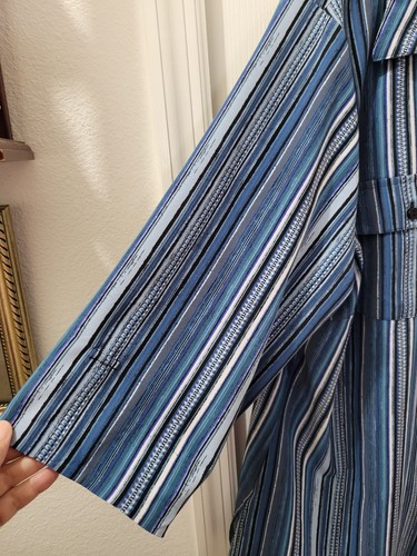 Studio Works Button Up Blouse 3/4 Sleeve Stretch Blue Stripes Womens 1X Plus - Picture 8 of 11
