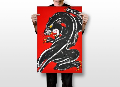 Affiche murale Ed Hardy panthère noire tatoueur jungle art - AFFICHE 20x30 - Photo 3 sur 4