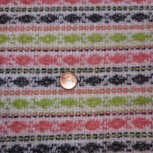 True Vintage Waffle Knit Fabric Remnant 2 1/4 Yards Pink Lime Grey DIY Project - Picture 3 of 6
