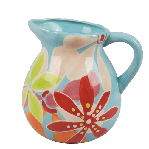 Brocca per bevande in terracotta Feelin Groovy By Studio D 8" dipinta a mano 80 oz - Foto 9 di 9