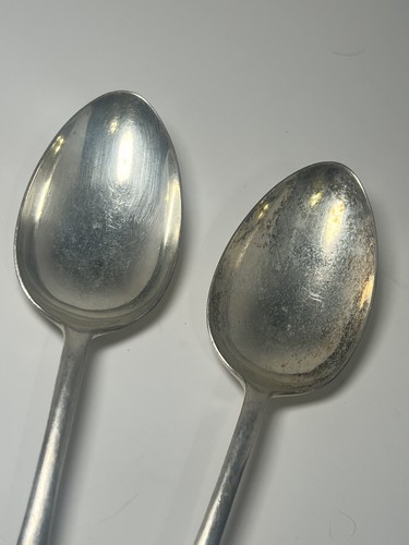 2x GRANDI CUCCHIAI DA PORTATA PIATTO ARGENTO DIXON A1 EPNS VECCHIO MODELLO INGLESE INGHILTERRA - Foto 2 di 5