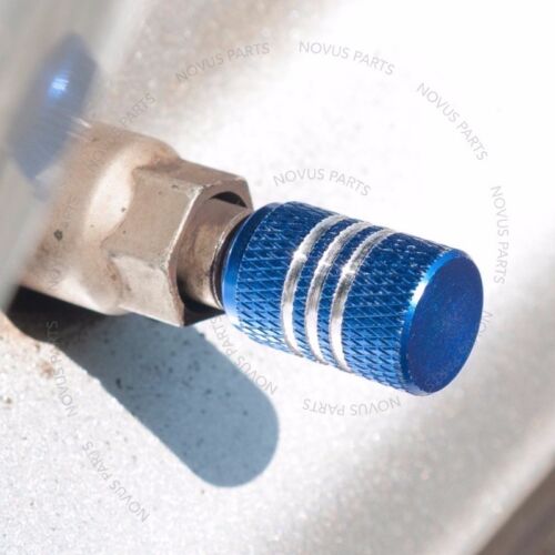 4PCS Rim Tire Valve Cap Blue With Chrome lines For Porsche 911 Boxster Cayenne - Picture 3 of 4