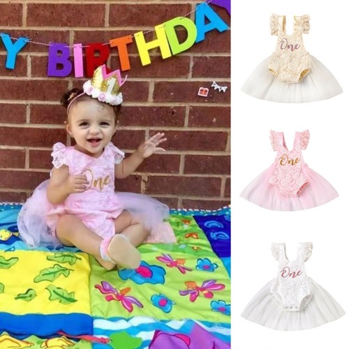 Newborn Baby Girls 1st Birthday Romper Tops Tutu Dress Outfits Dress Up Clothes - Picture 15 of 20