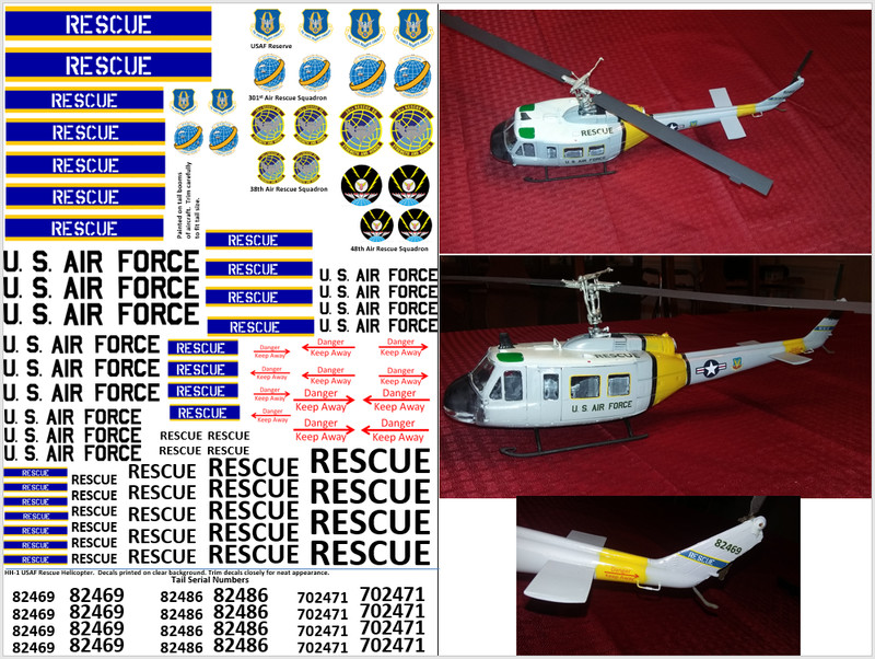 1/32 Aerospace/Air Rescue Squadron (ARS) Decal UH-1 HH-1 Helicopter Revell 1/35