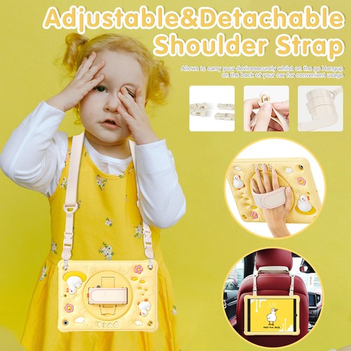 Yellow DuckPop Case Silicone Stand Cover for iPad 9.7 10.9 Pro 11 10.2 10.5 Mini - Picture 2 of 9