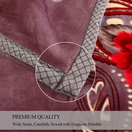 King Queen Bed Blanket 2 Ply Reversible Warm Plush Korean Mink Blankets Floral - Picture 34 of 81
