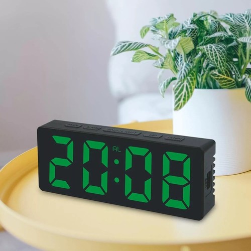 SVEGLIA DIGITALE CON AMPIO DISPLAY LED FUNZIONE SNOOZE CON BATTERIA RICARICABILE - Foto 3 di 4