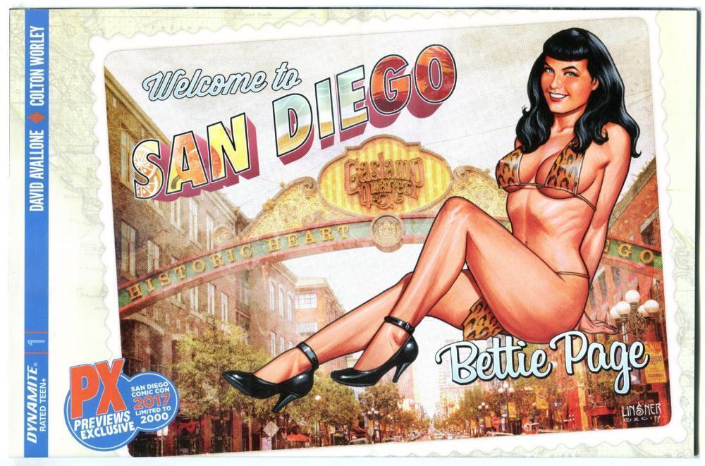 BETTIE PAGE #1, NM-, SDCC, Linsner, Variant PX, 2017, Betty, more in store