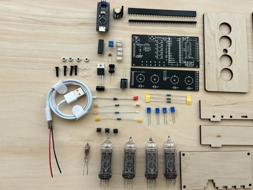 FULL KIT Nixie Clock IN-14 12H or 24H Format (With tubes) DIY - Picture 2 of 5